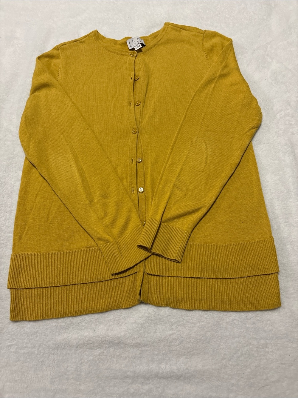 Joan Rivers Mustard Yellow Button-Up Cardigan
